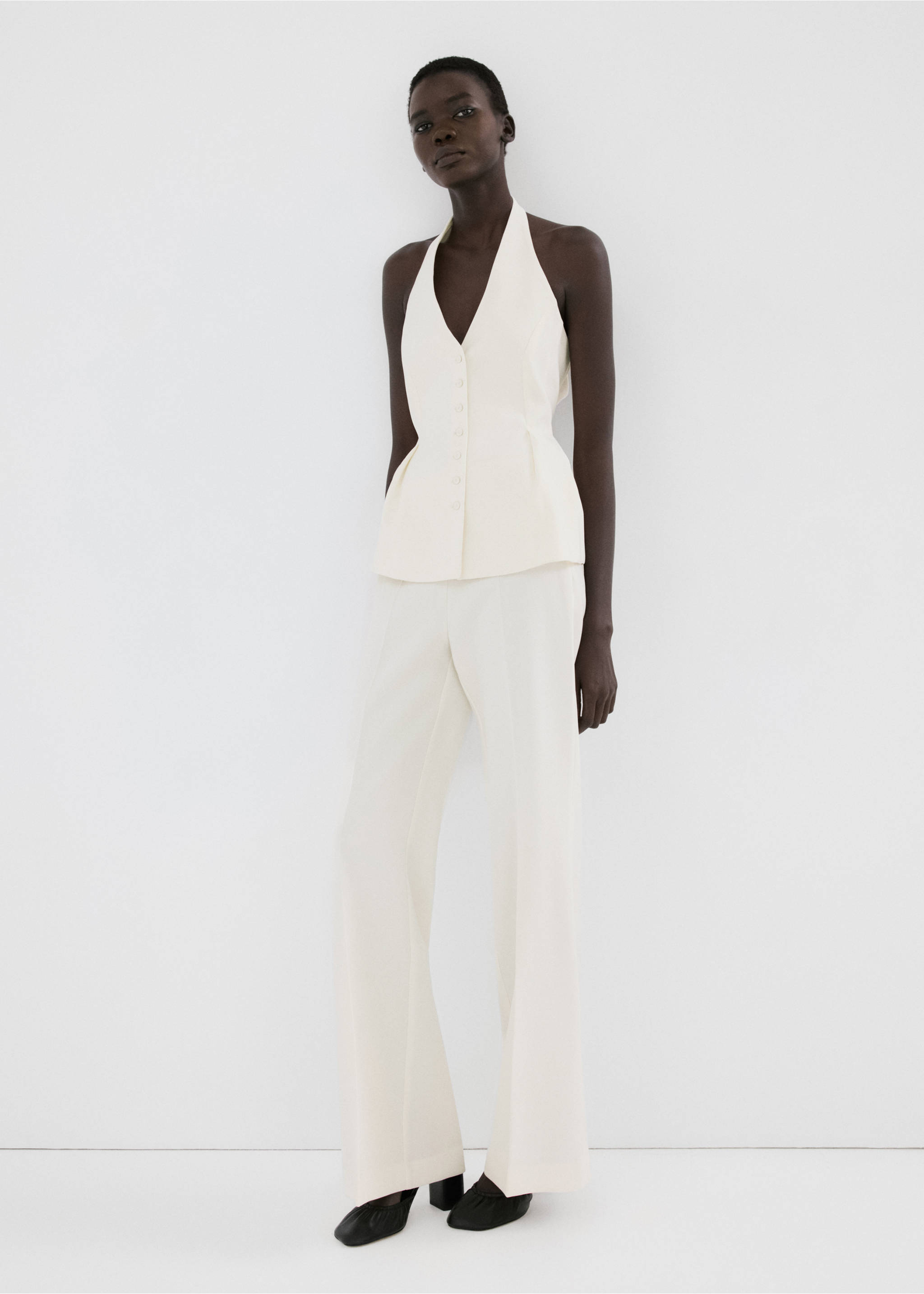 Top péplum col halter - Plan général, Vanille. Ref: 27074775-00.