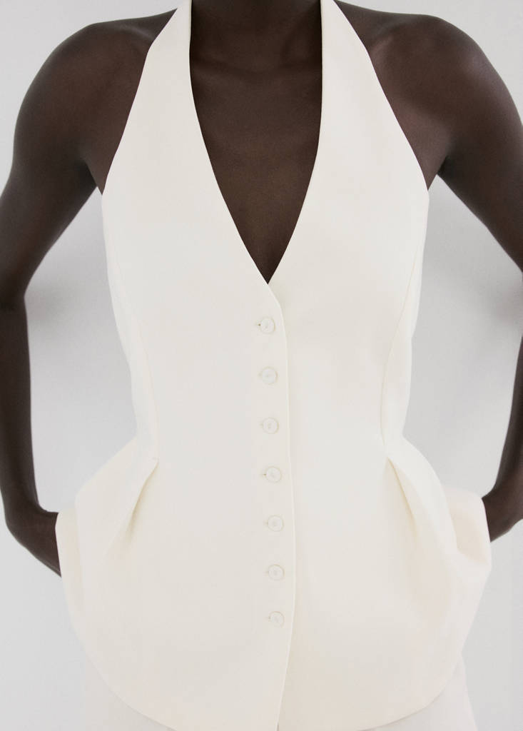 Peplum top with halter neck — Vanilla