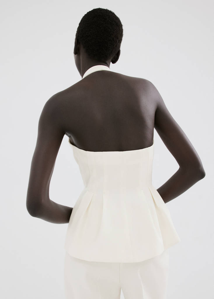 Peplum top with halter neck — Vanilla
