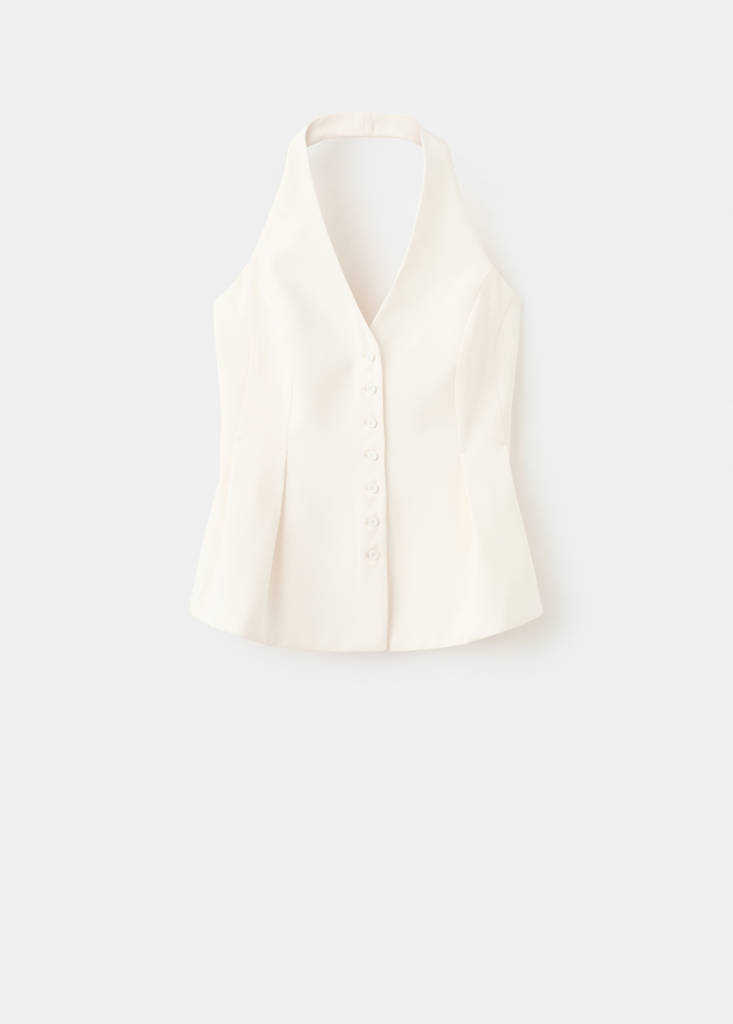 Peplum top with halter neck — Vanilla