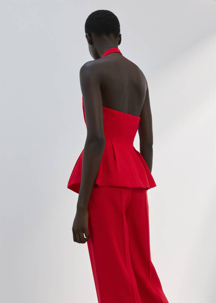 Peplum top with halter neck — Red