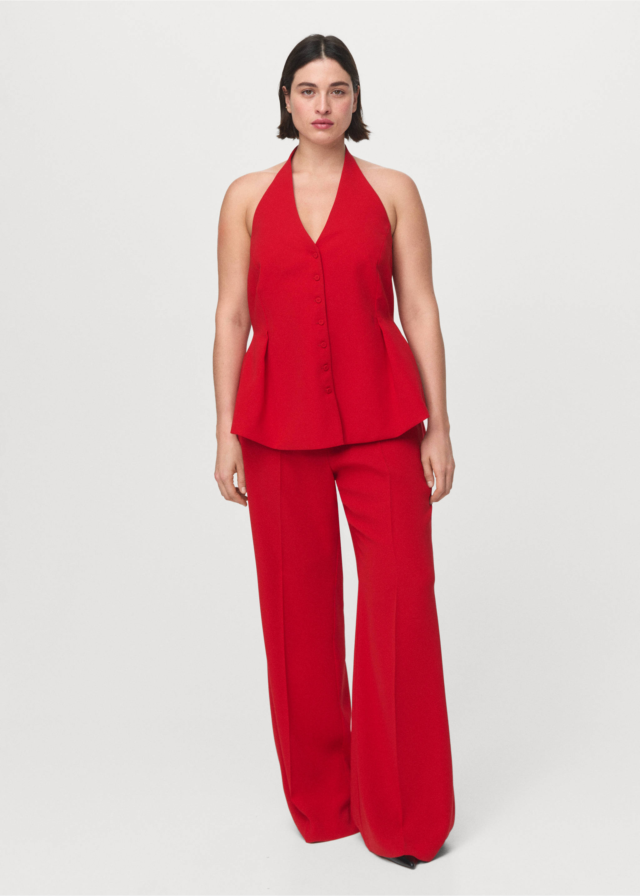 Top péplum col halter - Détail de l'article 3, Rouge. Ref: 27074775-00.