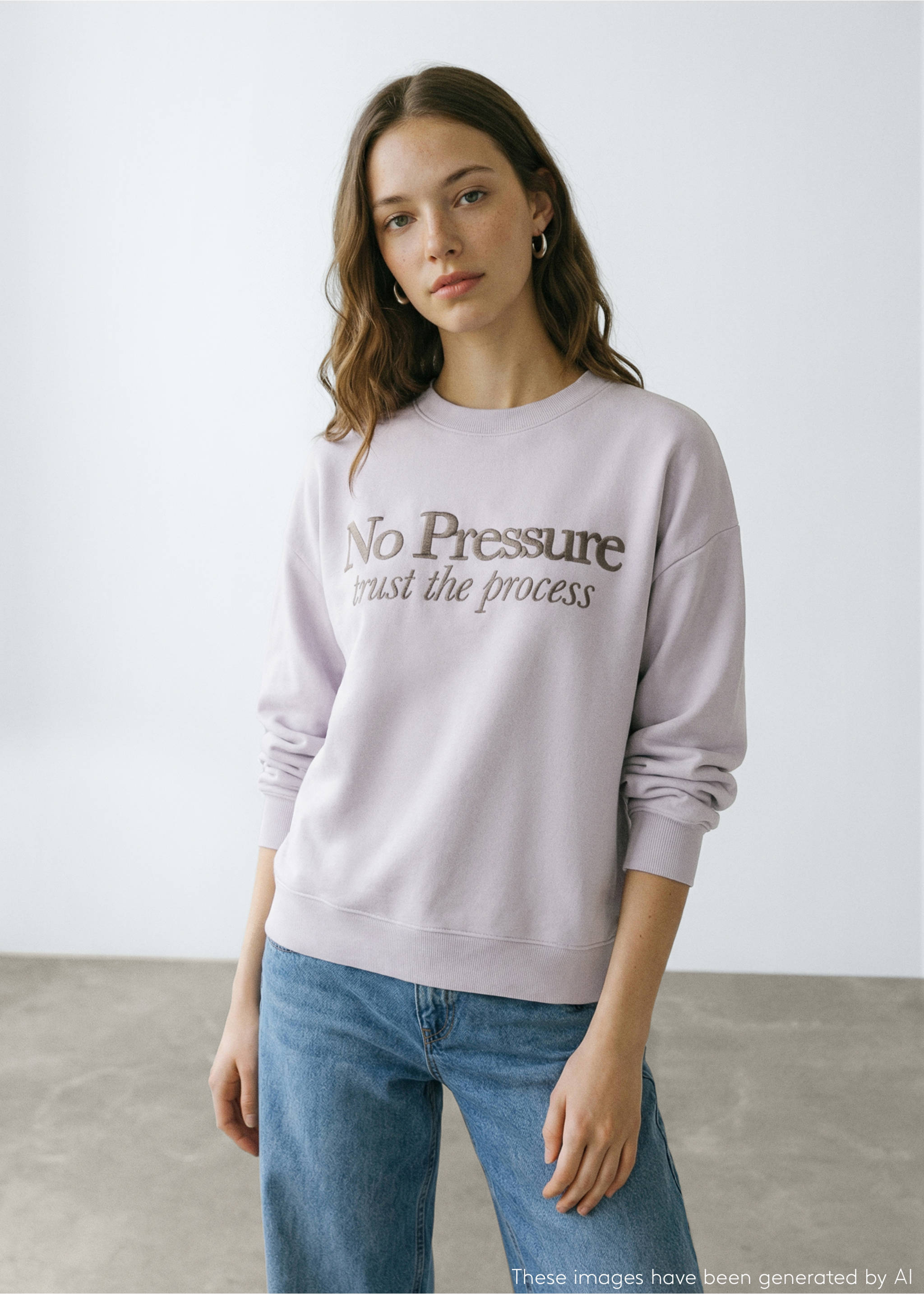 Cotton sweatshirt with text - General plane, Light/Pastel Purple. Ref: 27074776-00.