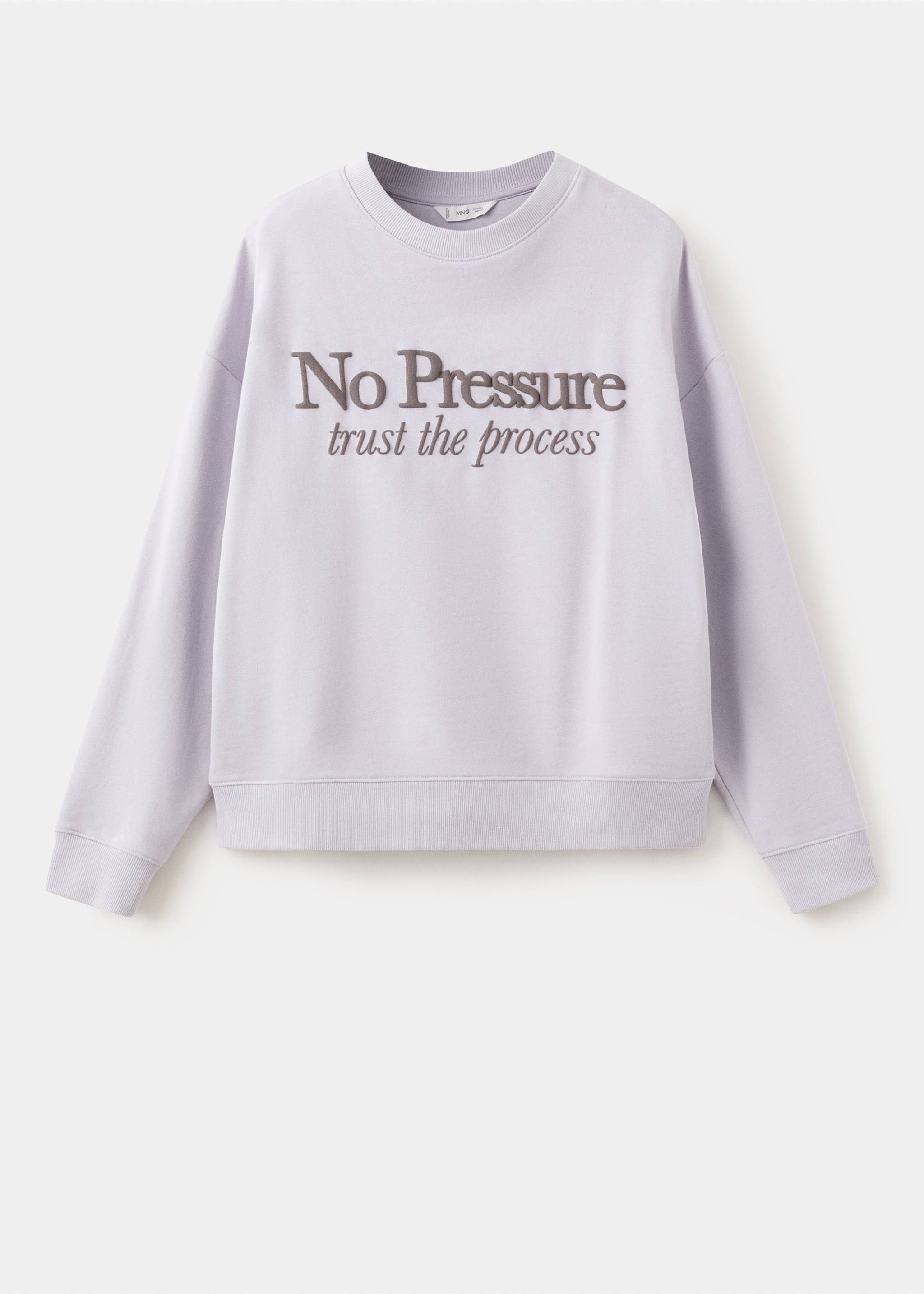 Sweat-shirt coton texte - Article sans modèle, Violet clair/pastel. Ref: 27074776-00.