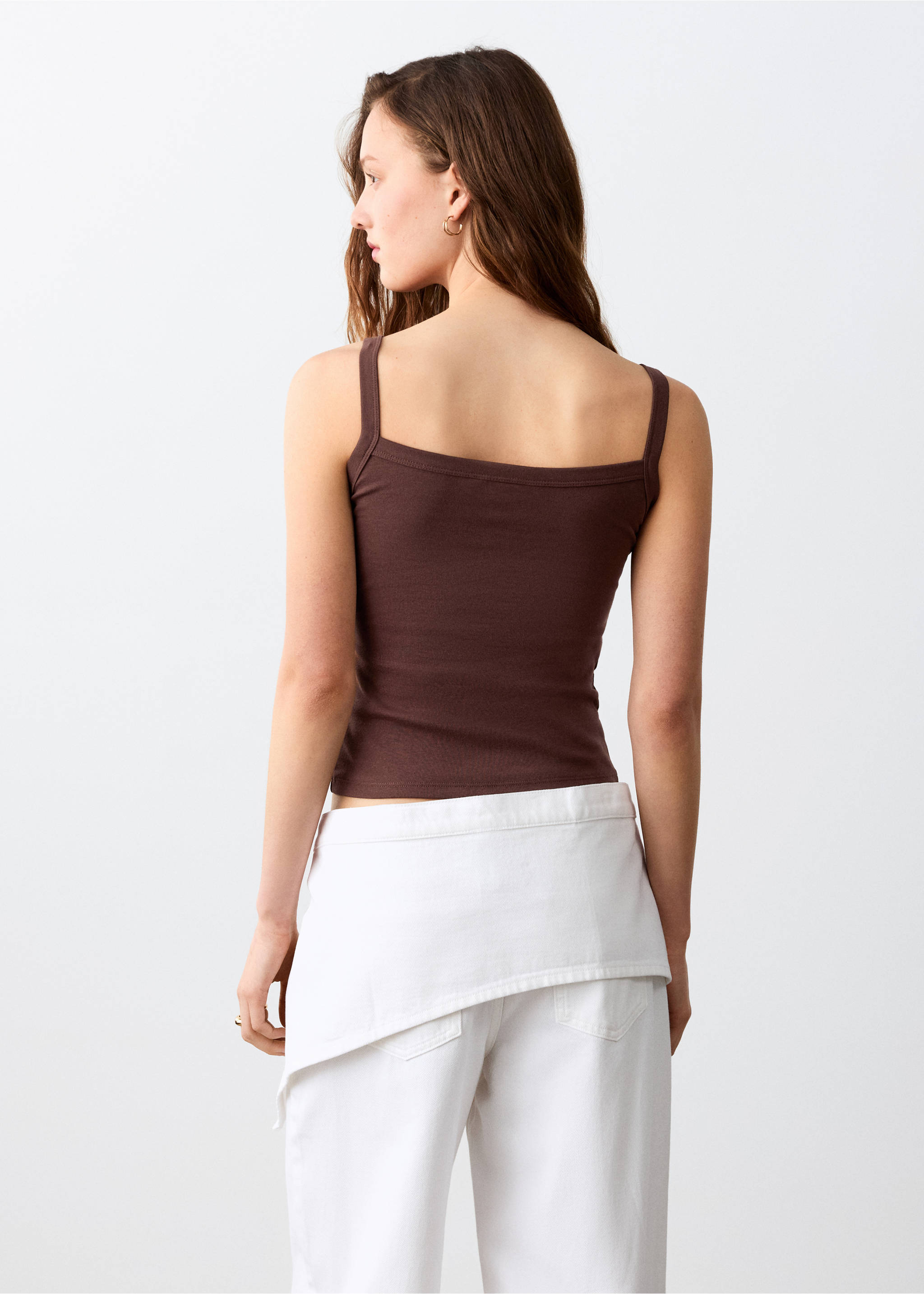 Cotton tank top - Reverse of the article, Brown. Ref: 27074777-00.