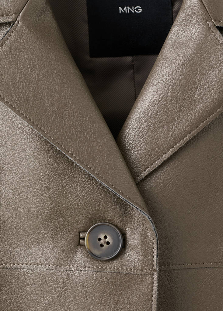 Faux-leather jacket with pockets — Olive Green