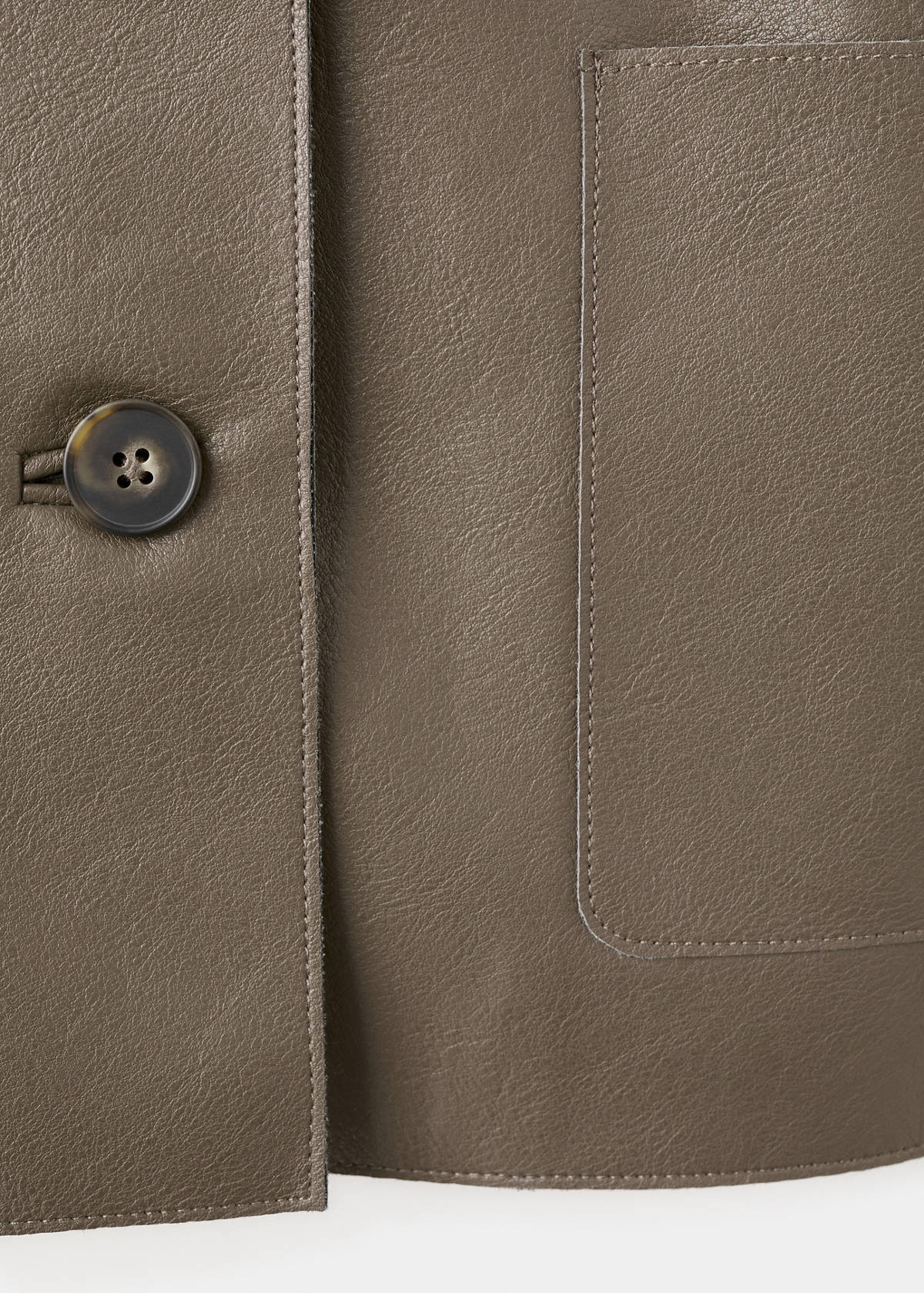 Faux-leather jacket with pockets — Olive Green