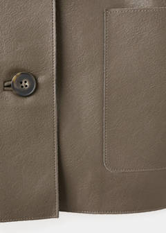 Faux-leather jacket with pockets — Olive Green 12