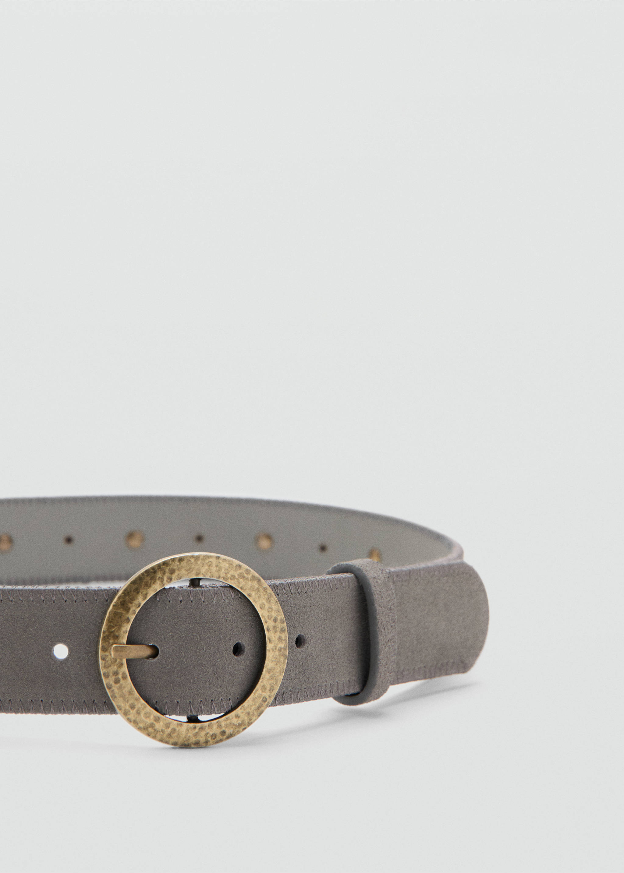 Leather belt - Medium plane, Grey. Ref: 27074784-00.