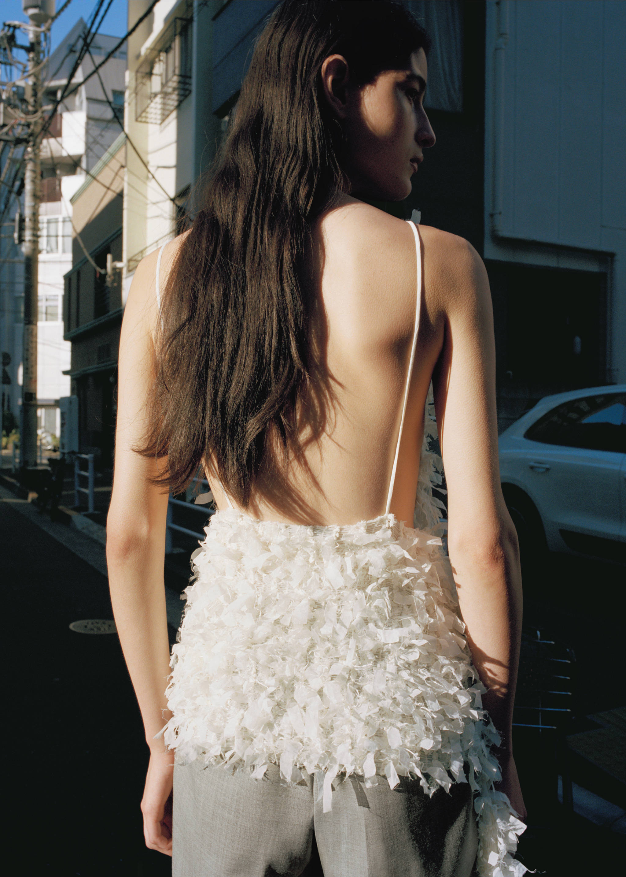 Asymmetrical textured top - Reverse of the article, Off White. Ref: 27074788-00.