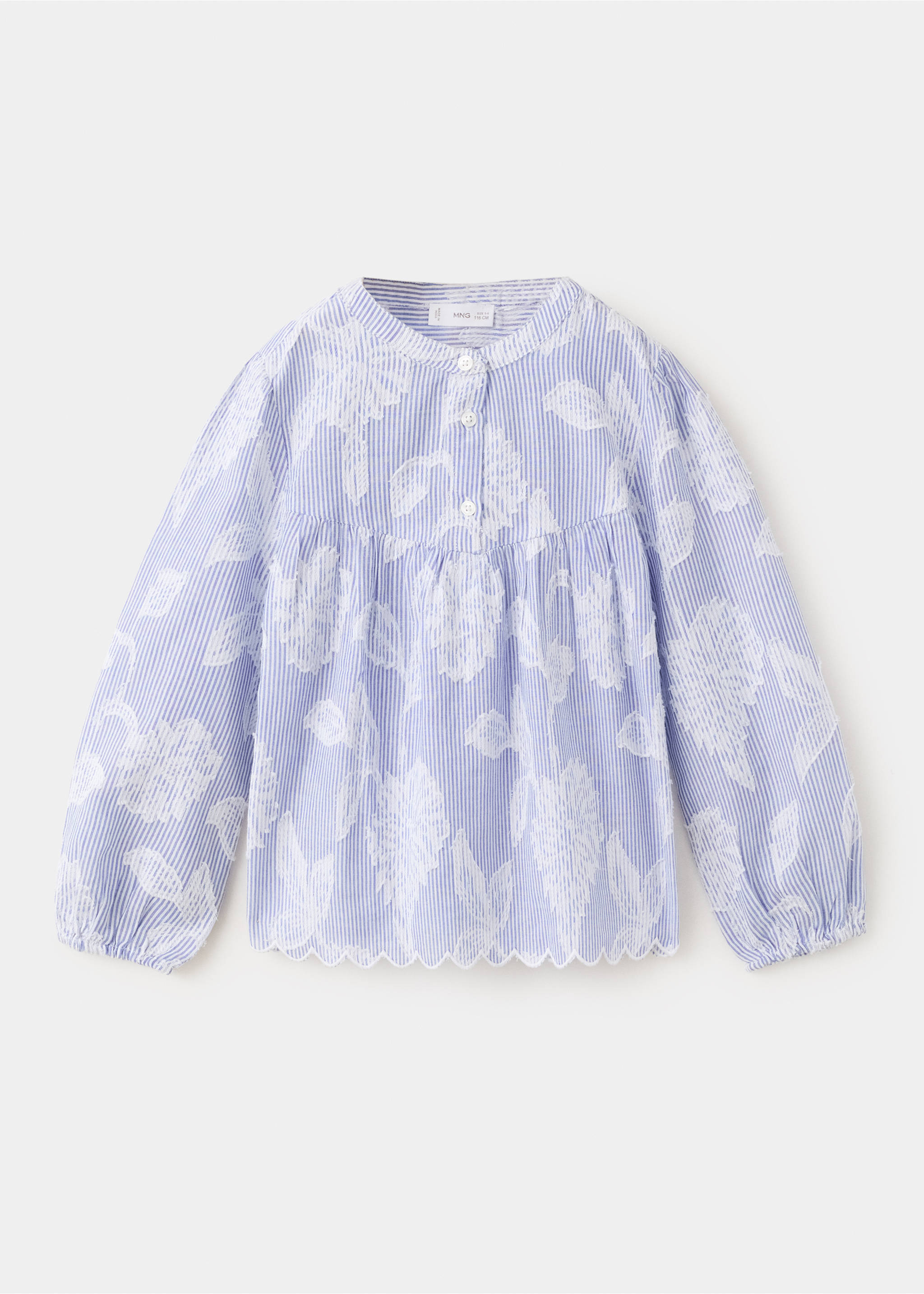 Blouse brodée fleurs - Article sans modèle, Bleu porcelaine. Ref: 27075145-00.