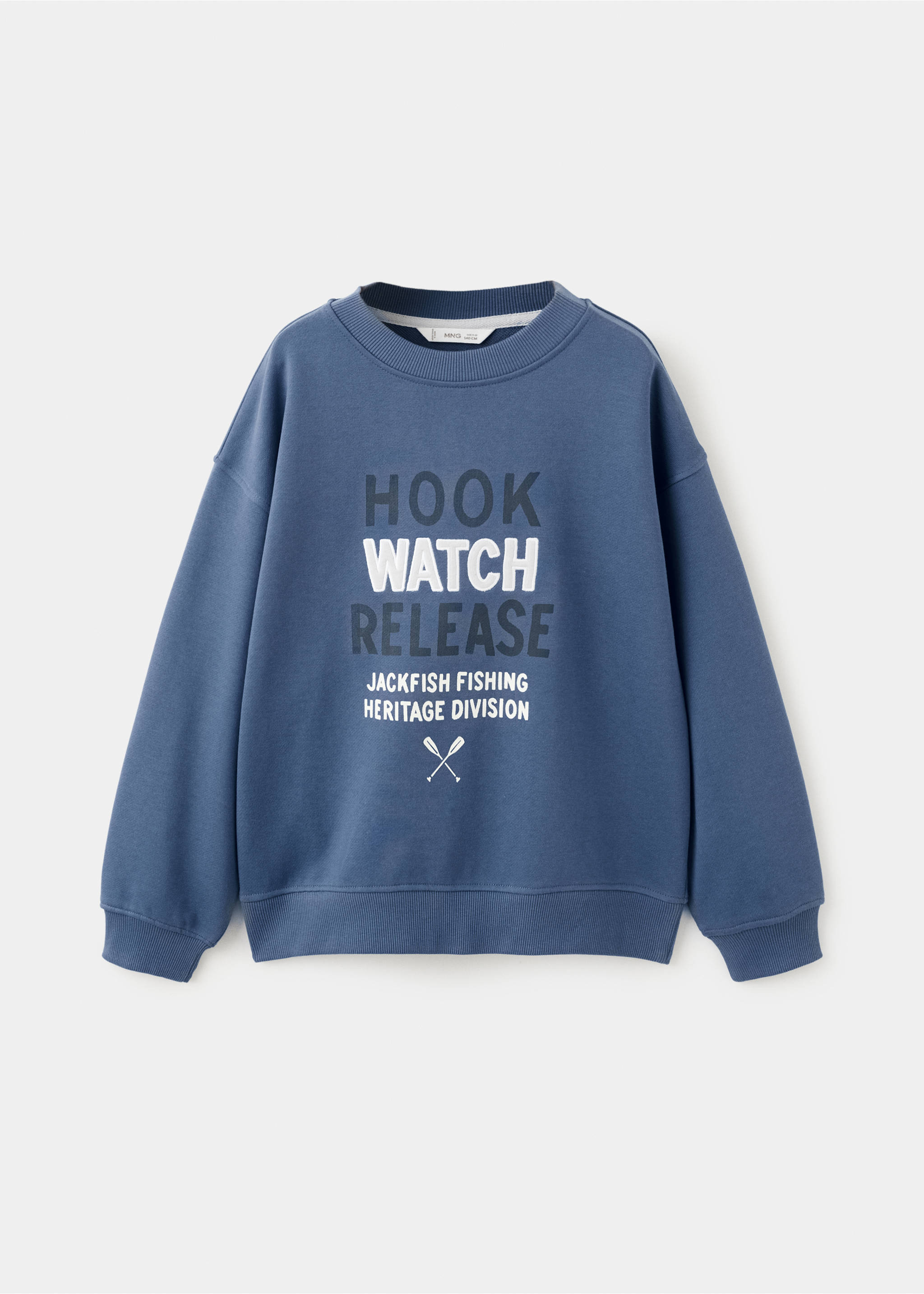 Cotton sweatshirt with text - Article without model, Blue. Ref: 27075148-00.