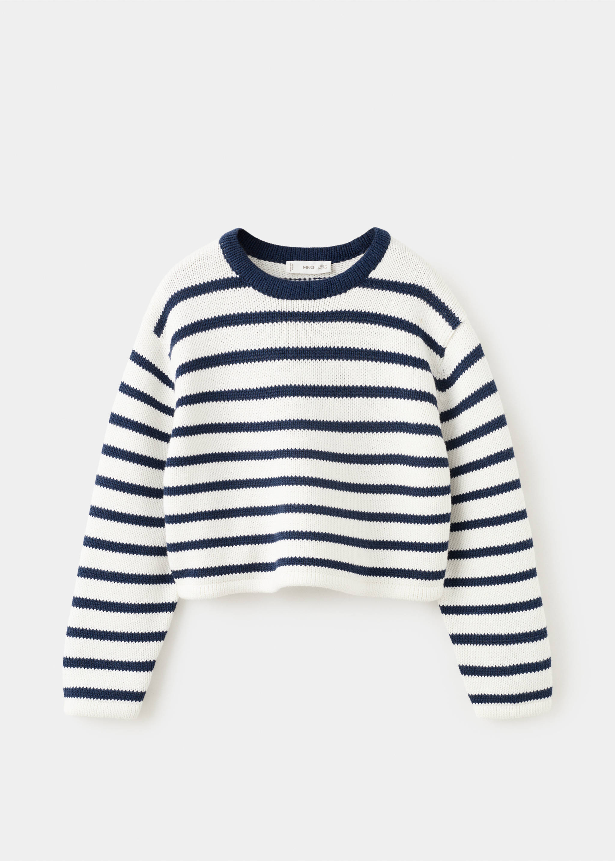 Crop striped sweater - Article without model, Navy. Ref: 27075149-00.
