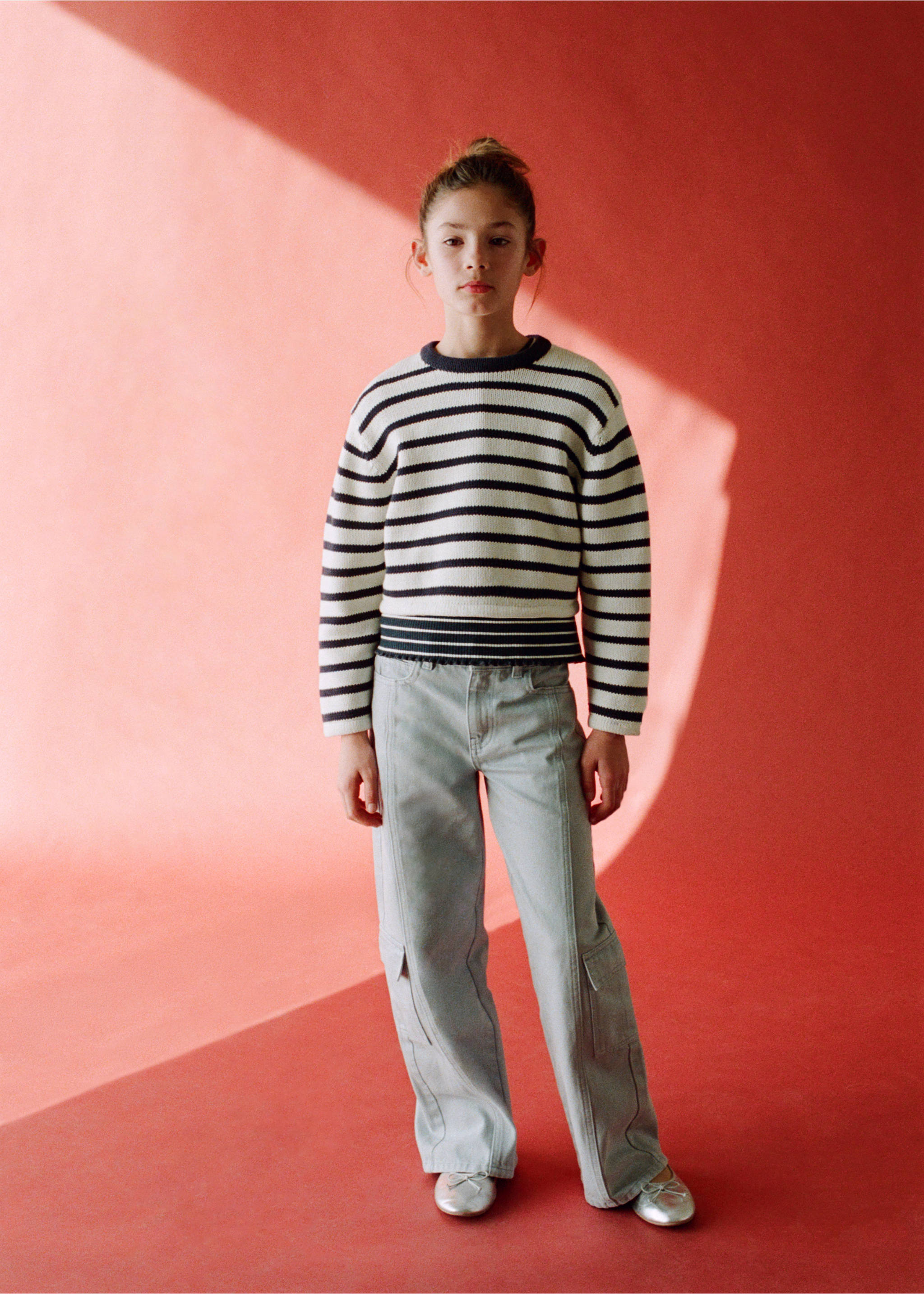 Crop striped sweater - Details of the article 5, Navy. Ref: 27075149-00.