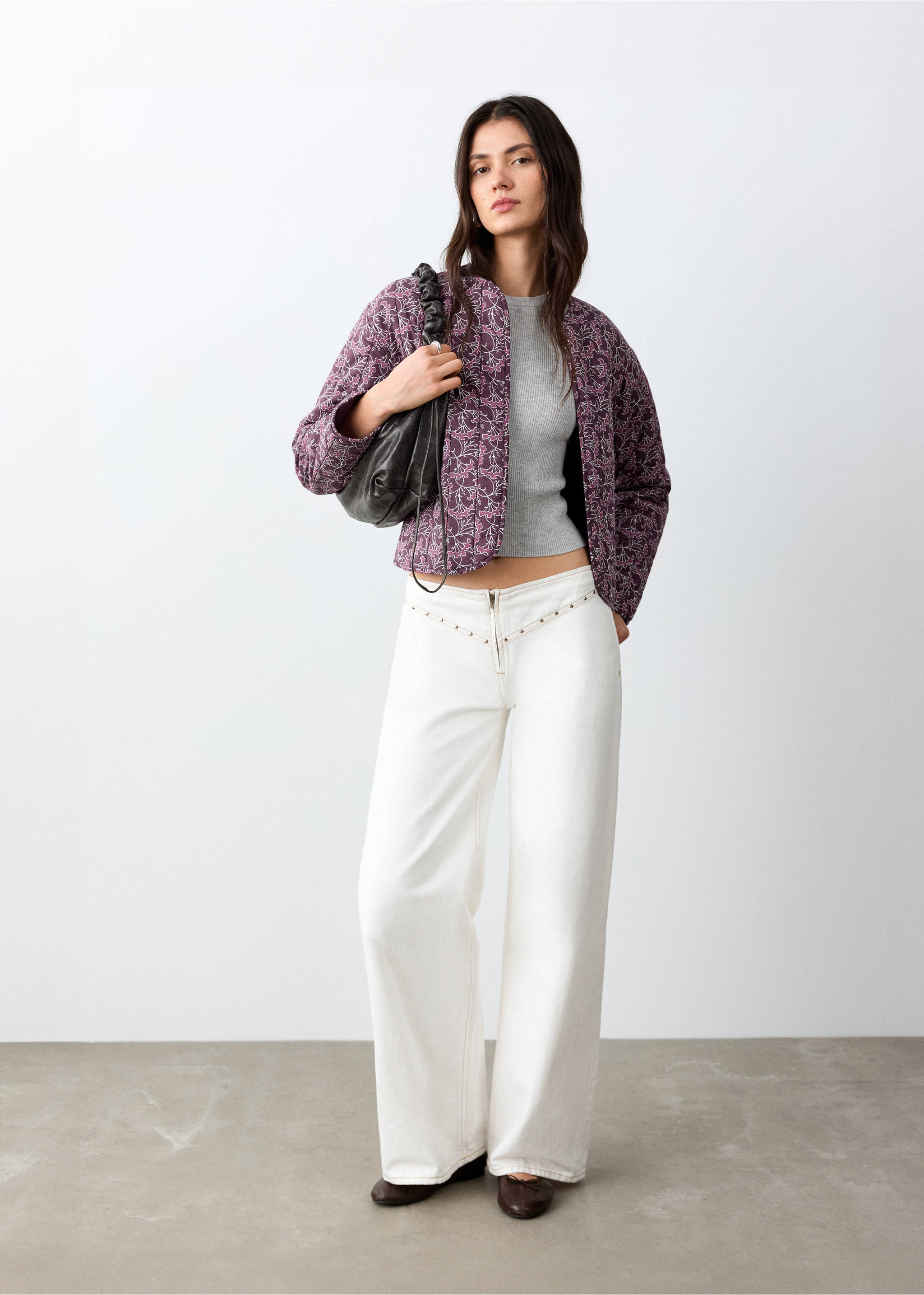 Reversible printed quilted jacket - General plane, Purple. Ref: 27075155-00.