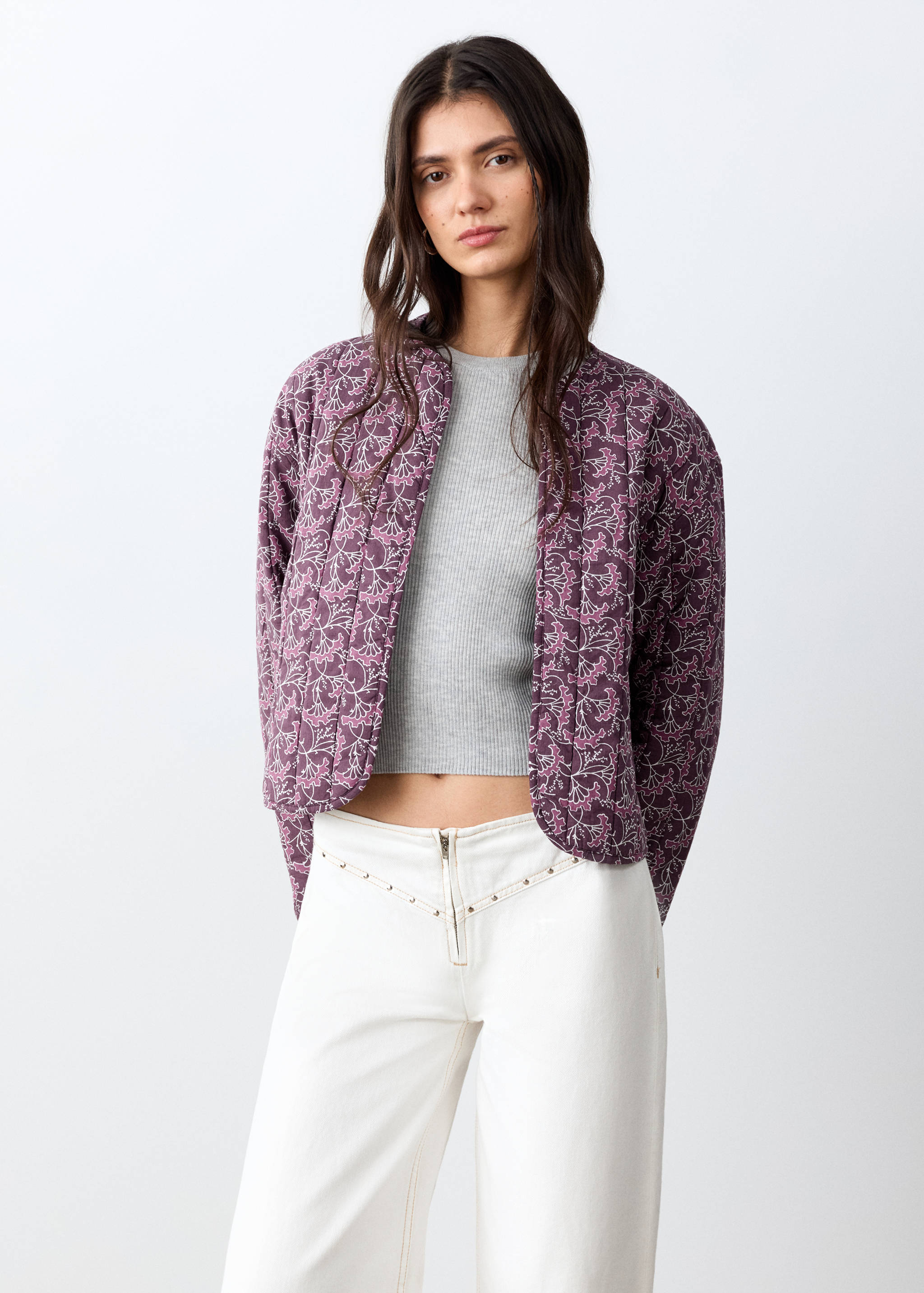 Reversible printed quilted jacket - Medium plane