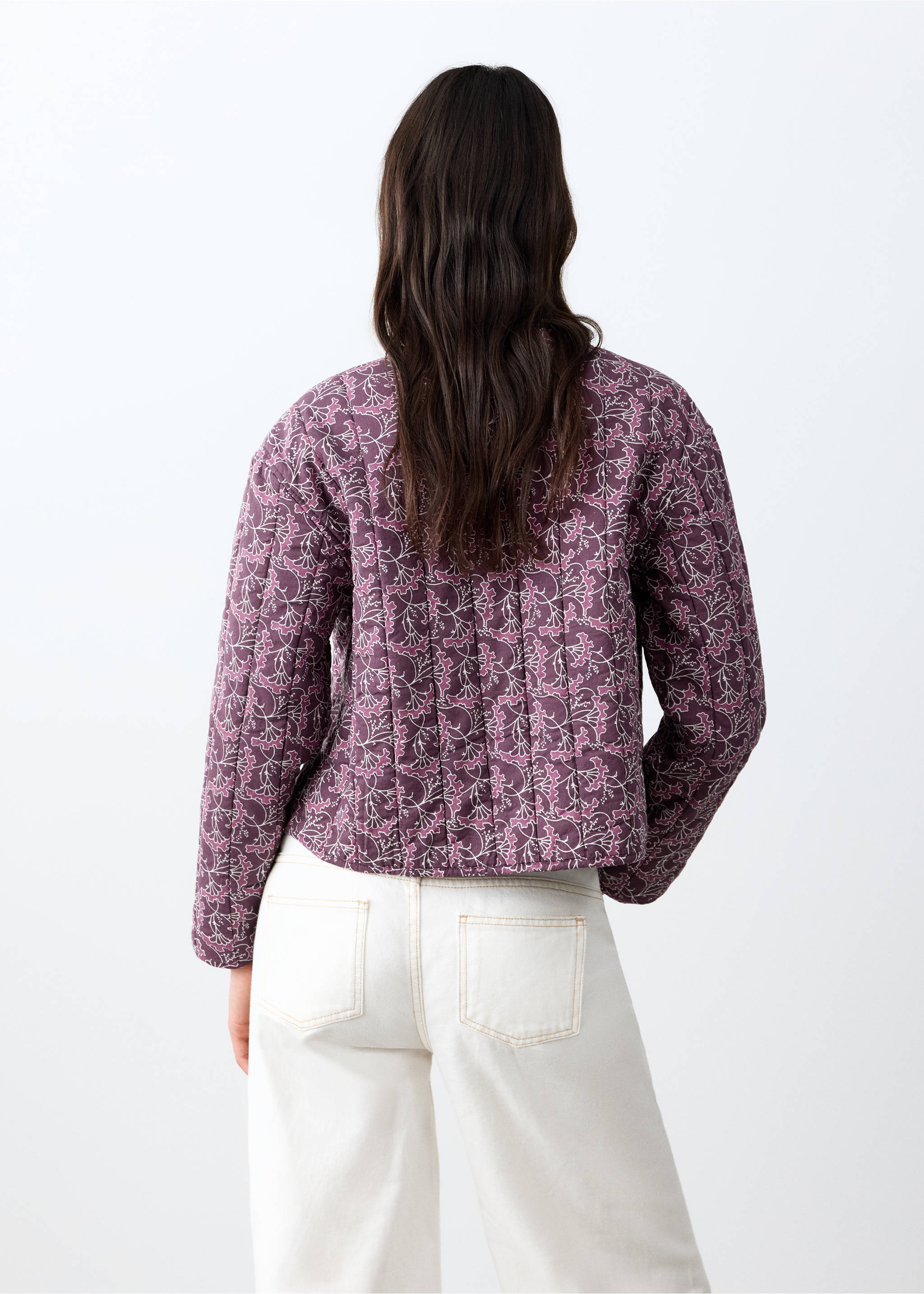 Reversible printed quilted jacket - Reverse of the article, Purple. Ref: 27075155-00.