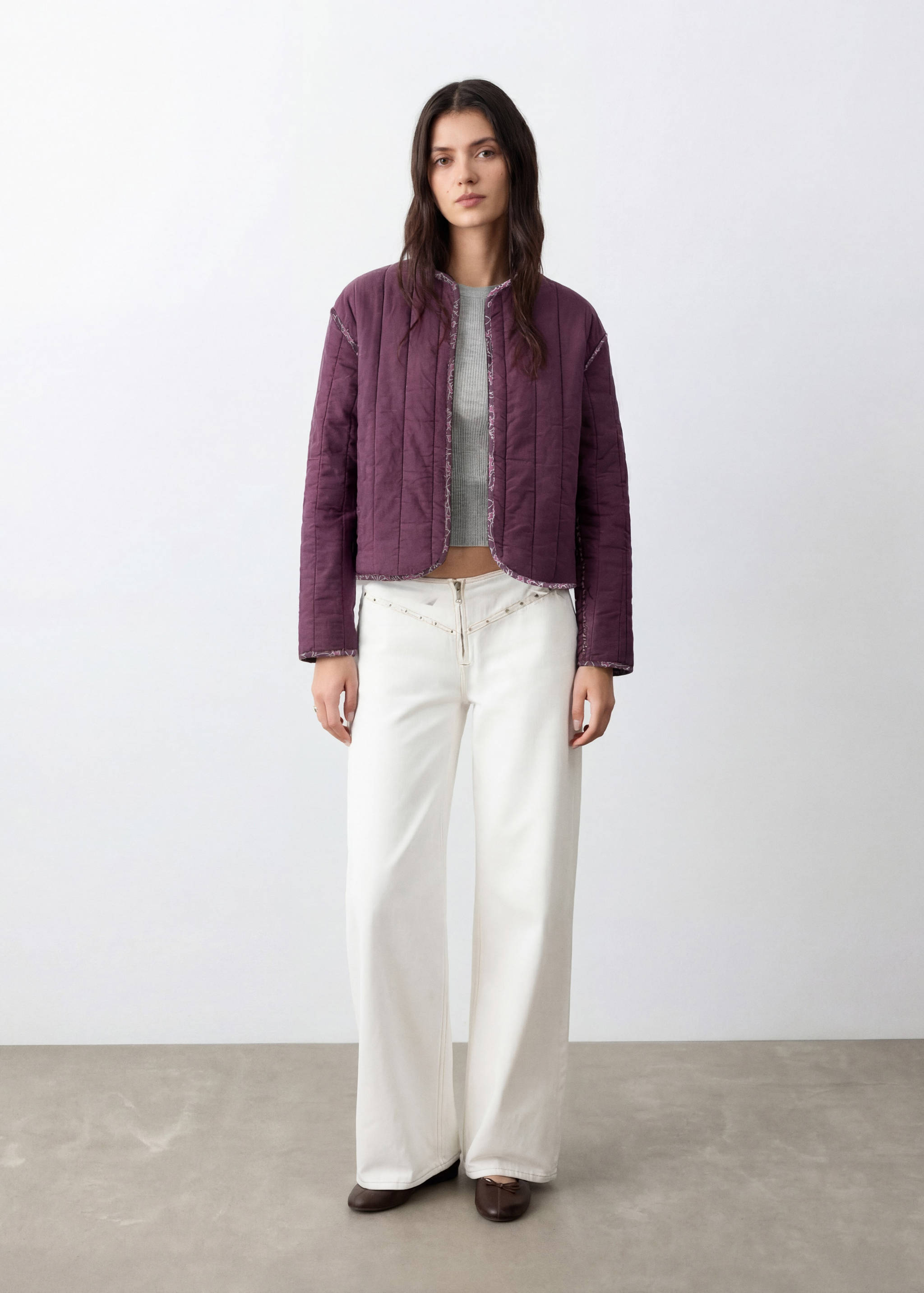 Reversible printed quilted jacket - Details of the article 4