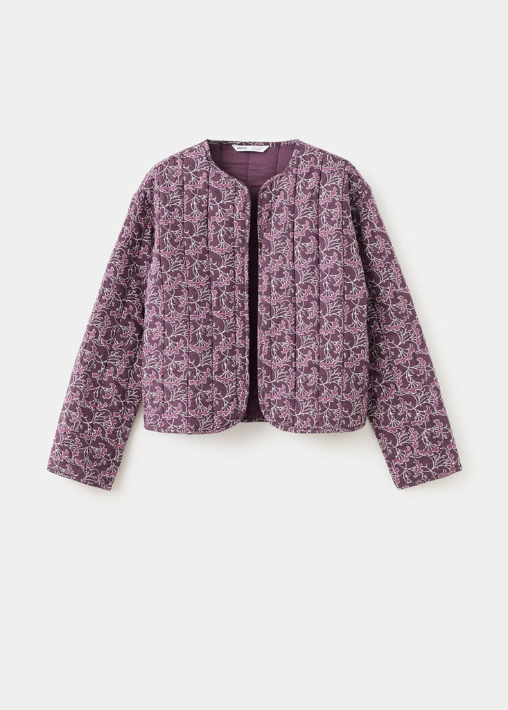 Reversible printed quilted jacket — Purple