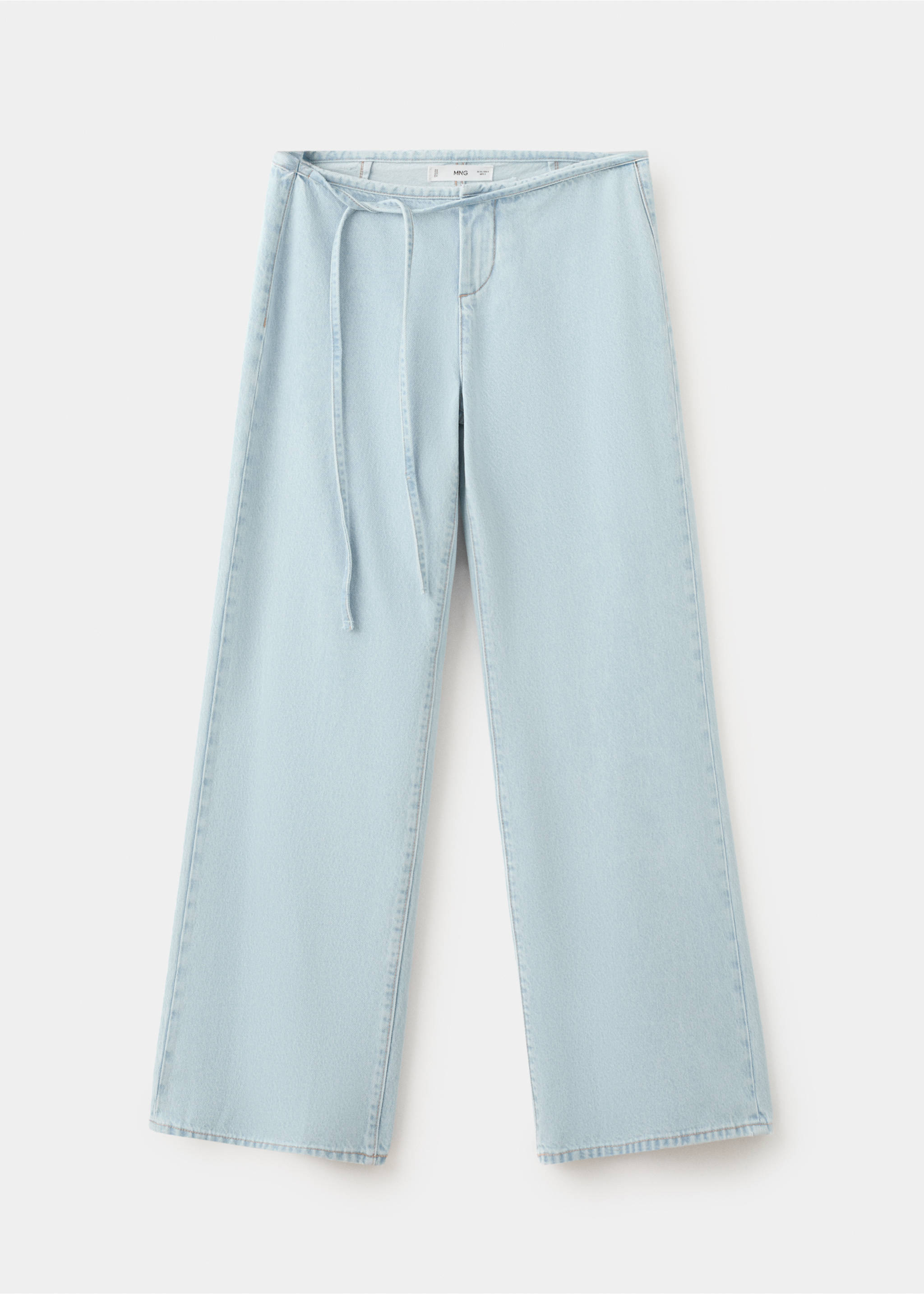 Wide leg tie-waist jeans - Article without model, Bleach Blue. Ref: 27075156-00.