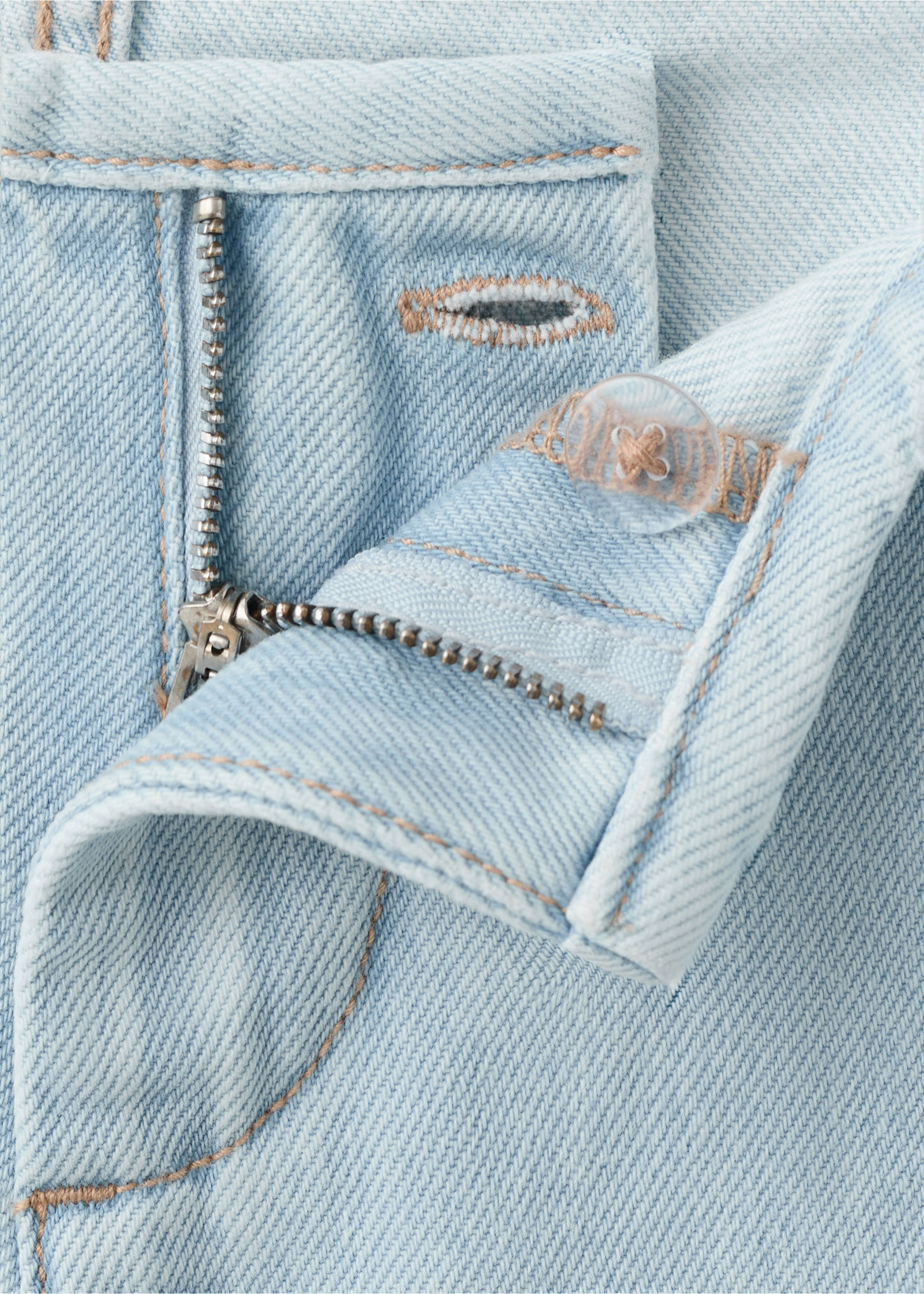 Wide leg tie-waist jeans - Details of the article 8, Bleach Blue. Ref: 27075156-00.