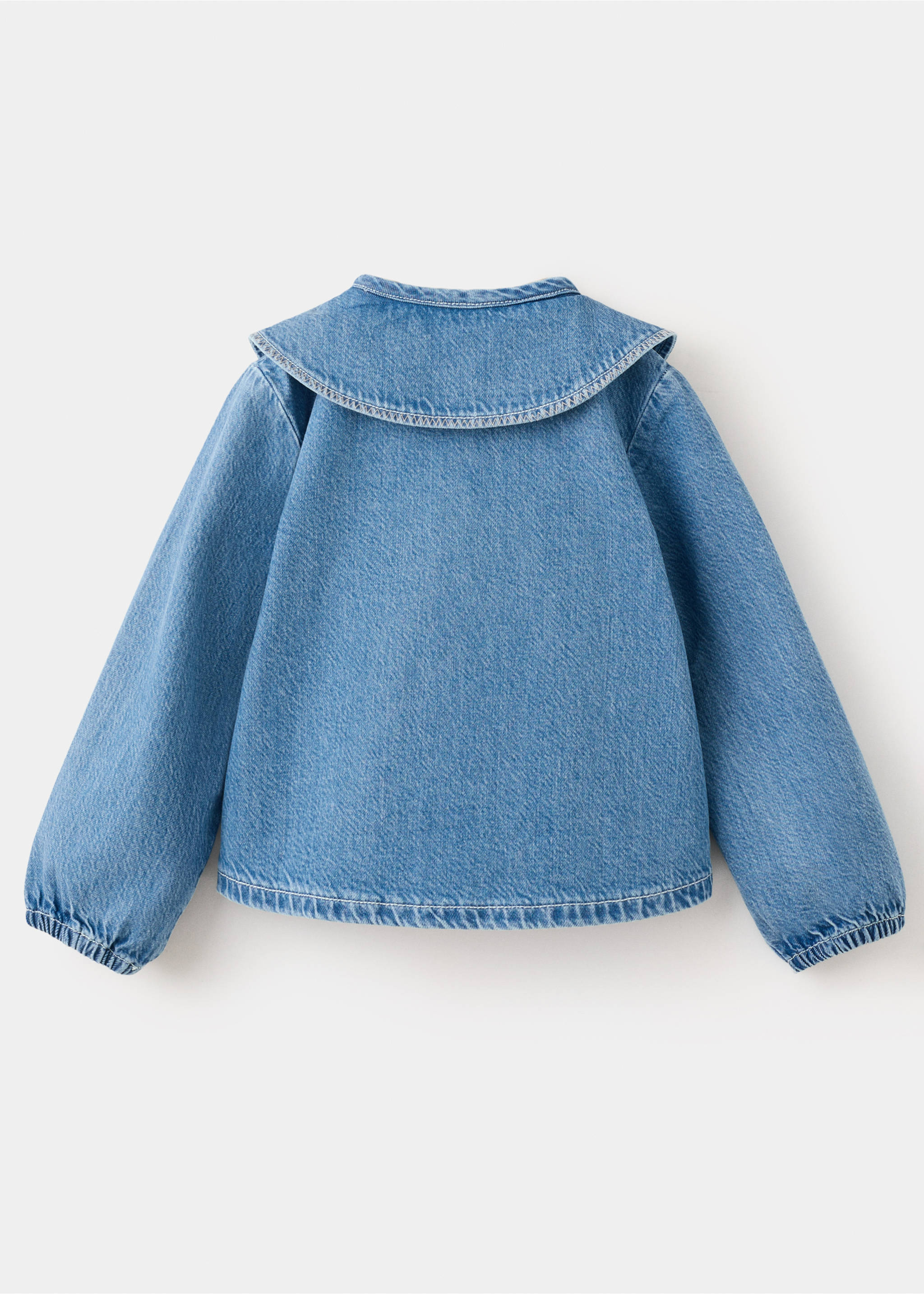 Denim blouse with a babydoll collar - Reverse of the article, Medium Blue. Ref: 27075157-00.