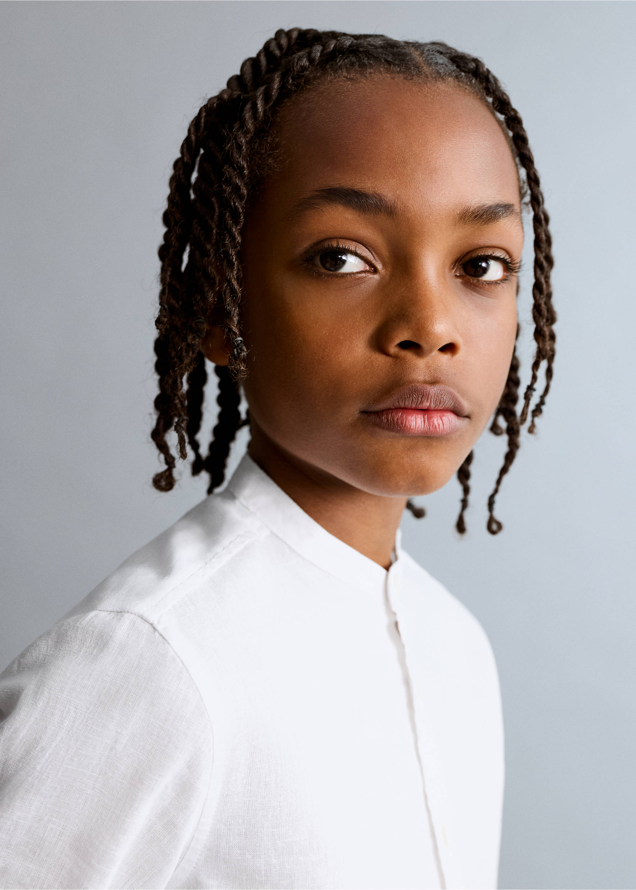 Linen-blend shirt - Details of the article 1, White. Ref: 27075807-00.