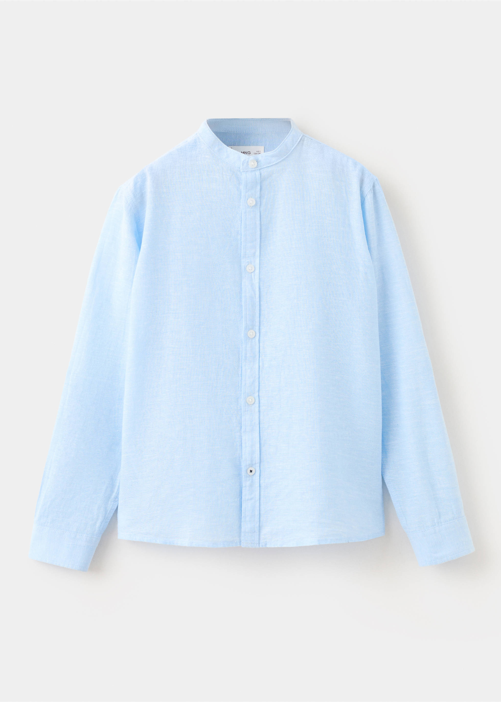 Linen-blend shirt - Article without model, Sky Blue. Ref: 27075807-00.