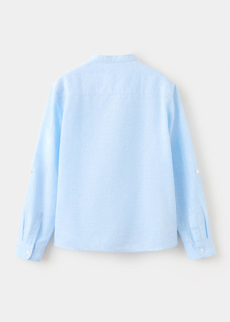 Linen-blend shirt — Sky Blue
