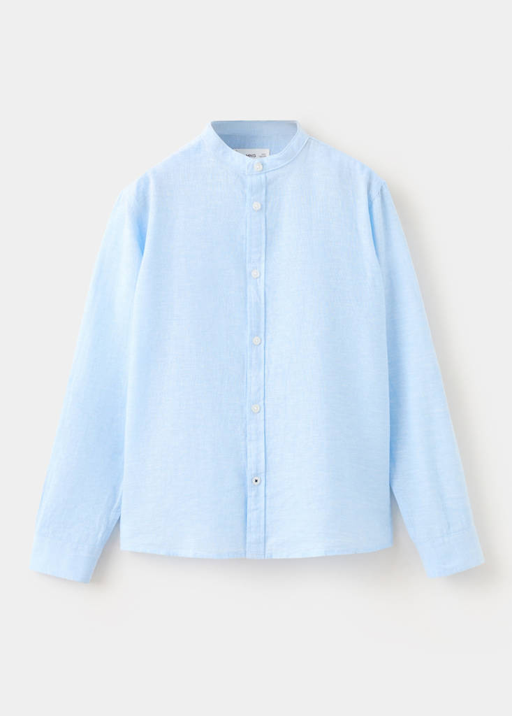 Linen-blend shirt — Sky Blue