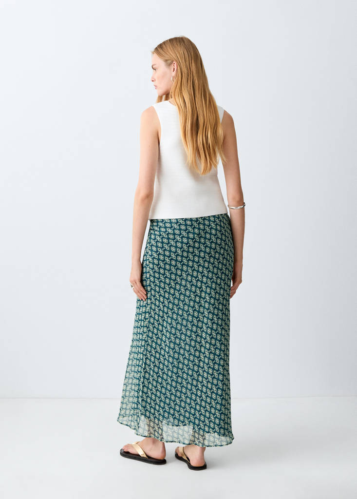 Flowy printed skirt — Petrol Blue