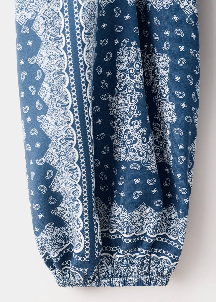 Printed dress with cut-out — Navy