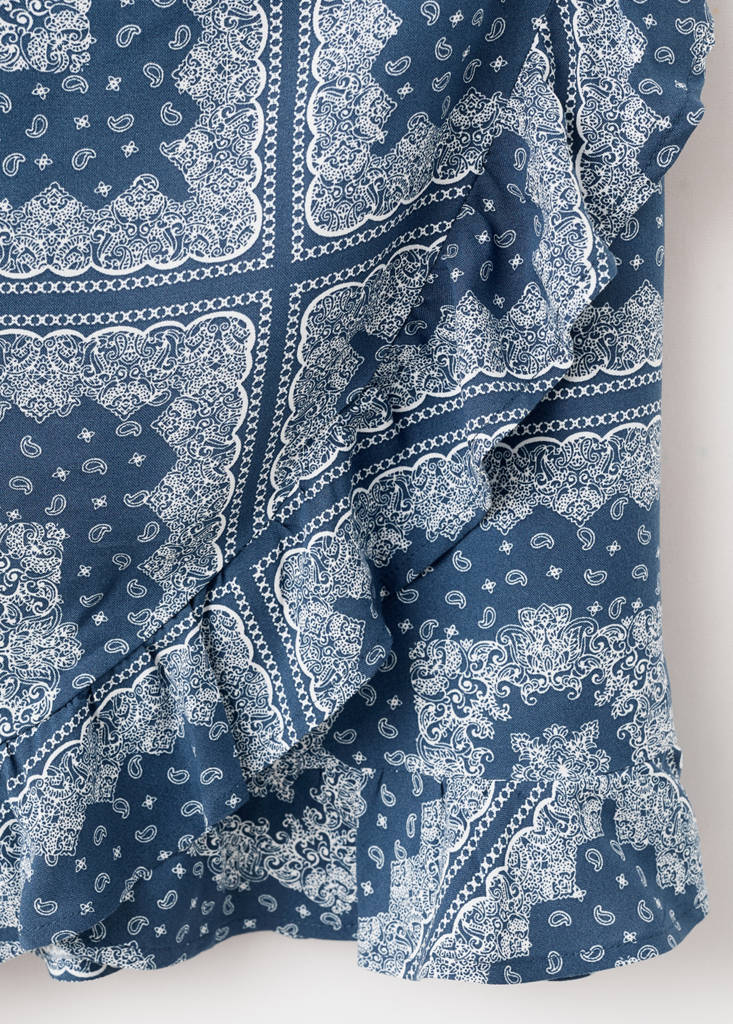 Printed dress with cut-out — Navy