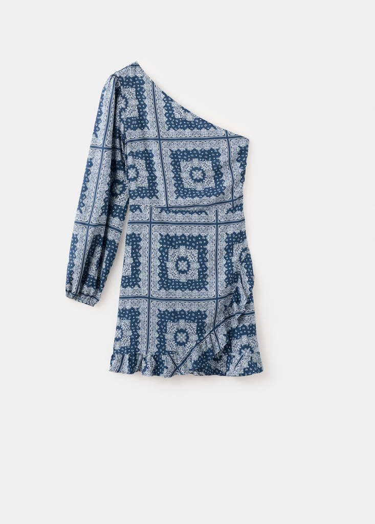 Printed dress with cut-out — Navy
