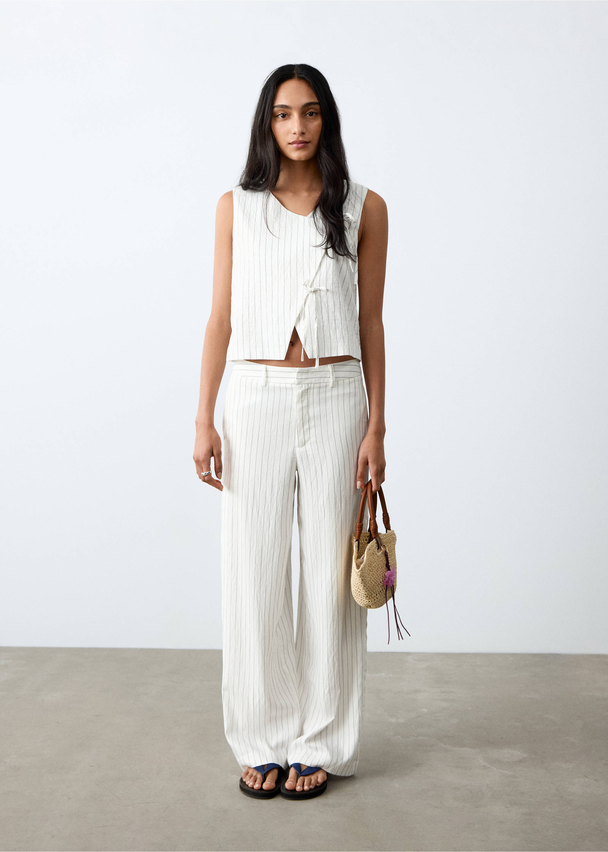 Straight striped trousers - General plane, Off White. Ref: 27075816-00.