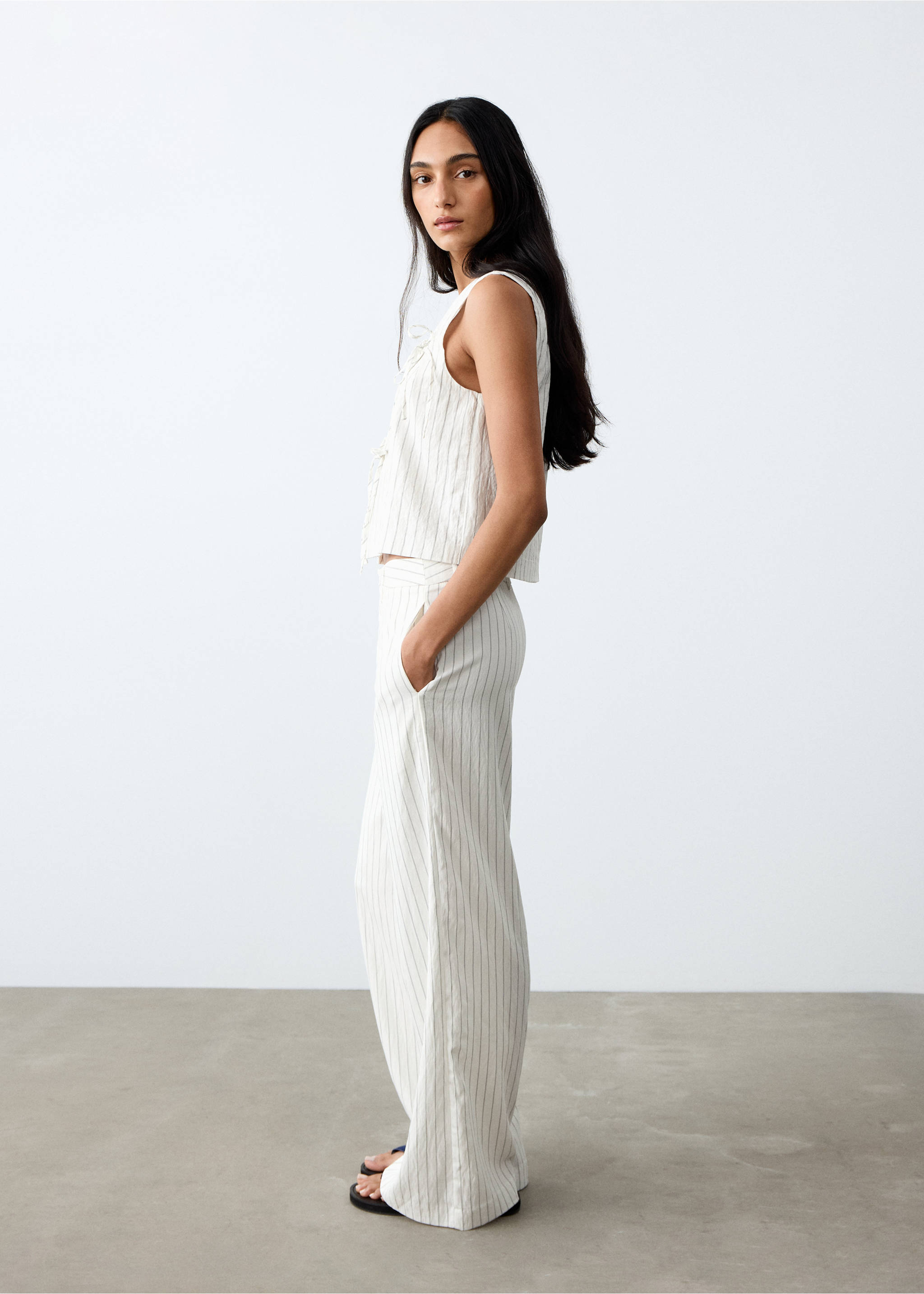 Straight striped trousers - Medium plane, Off White. Ref: 27075816-00.