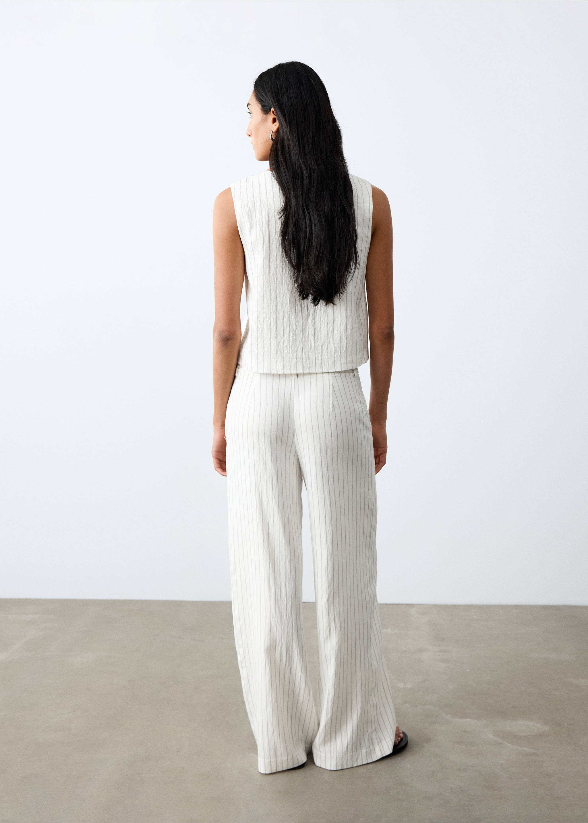 Straight striped trousers - Reverse of the article, Off White. Ref: 27075816-00.