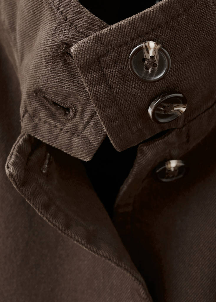 Oversized denim parka with pockets — Chocolate