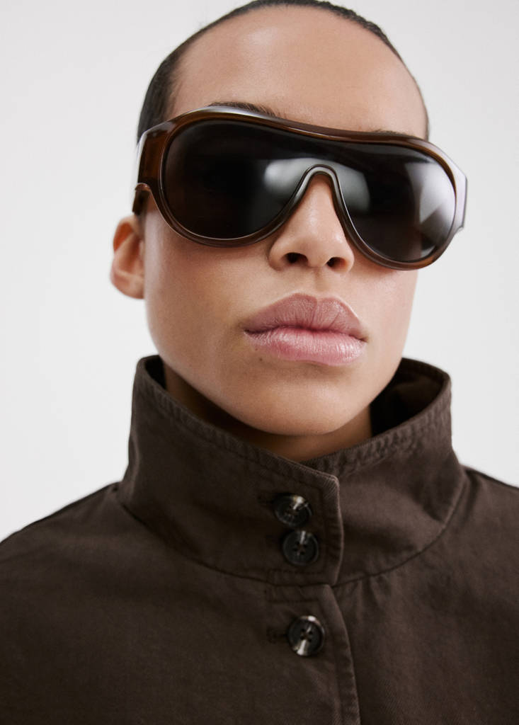 Oversized denim parka with pockets — Chocolate
