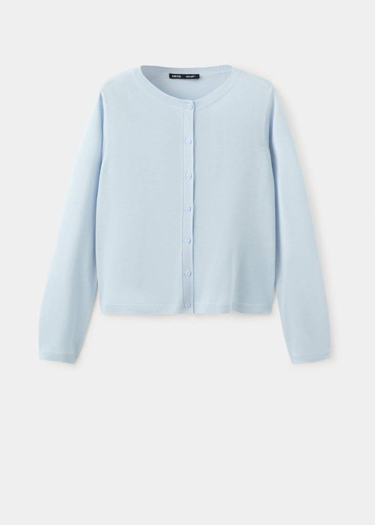 Fine-knit straight-fit cardigan — Sky Blue