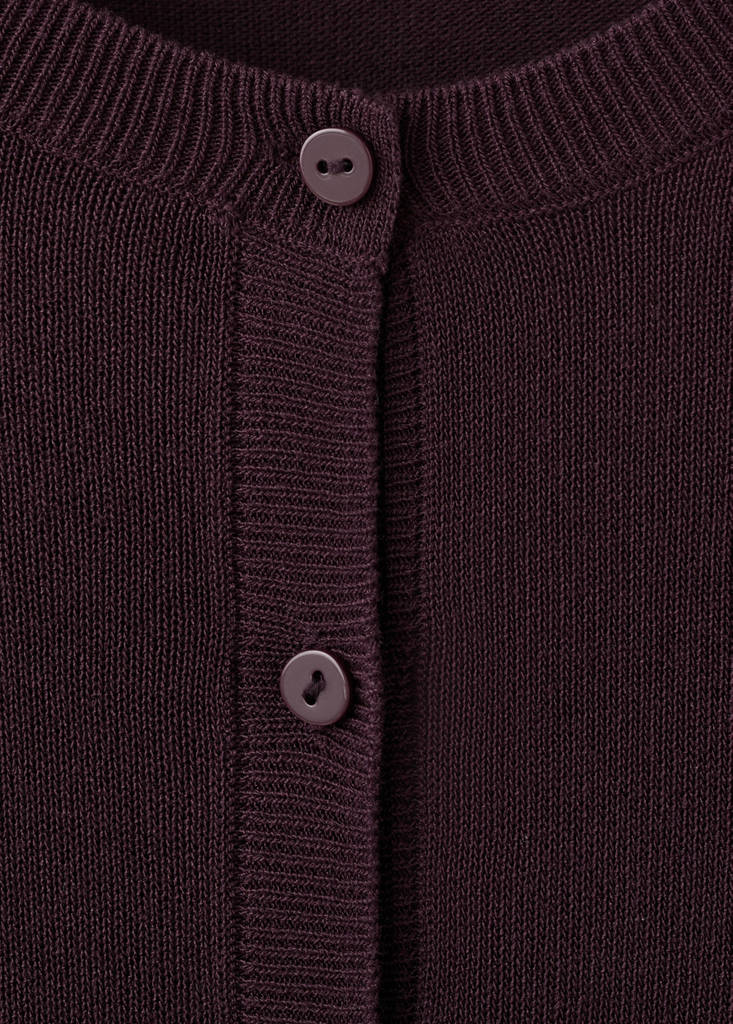 Fine-knit straight-fit cardigan — Wine