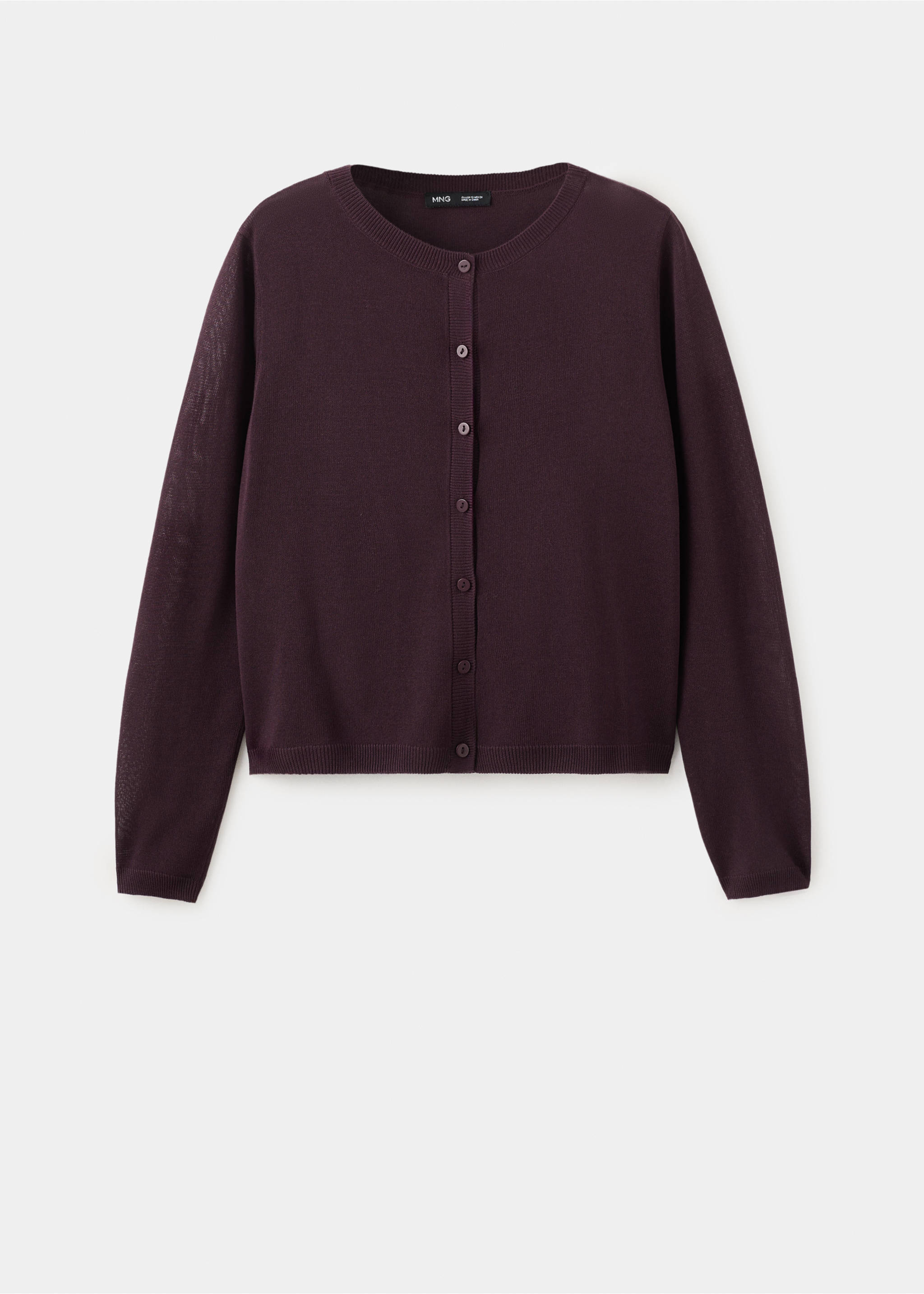 Fine-knit straight-fit cardigan - Article without model, Wine. Ref: 27075819-00.