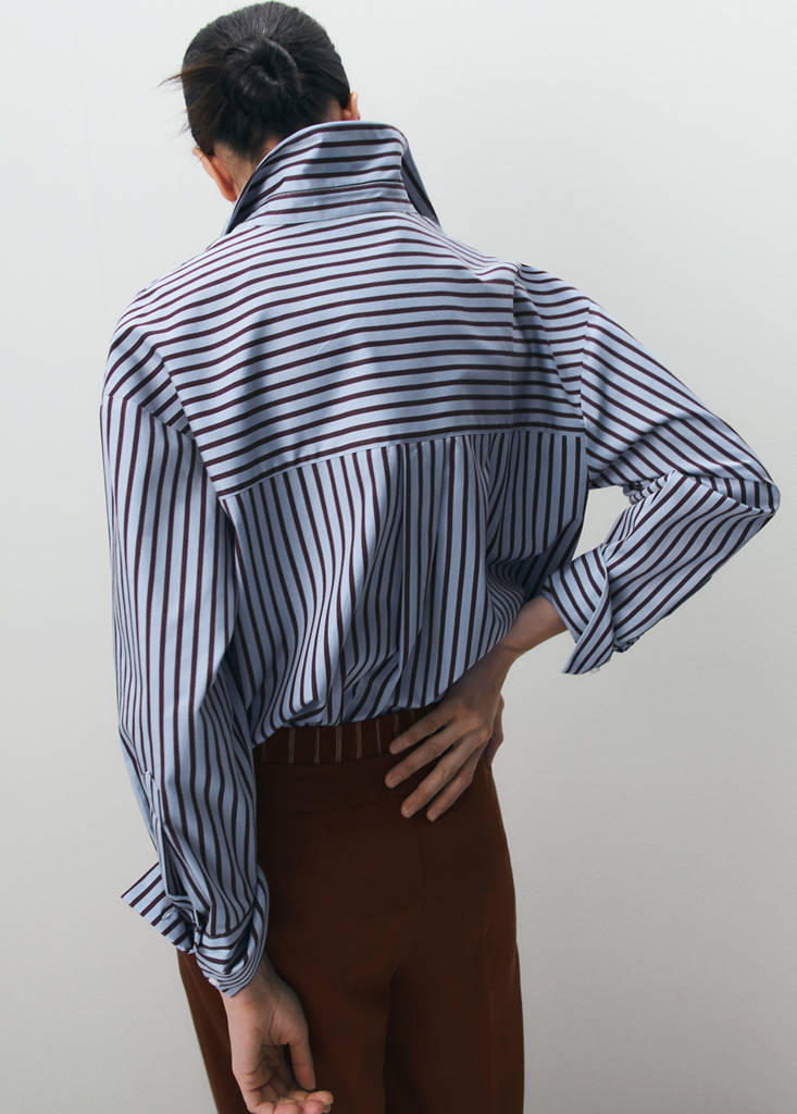 Striped cotton shirt — Sky Blue