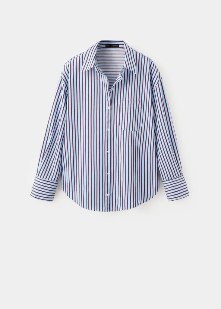 Striped cotton shirt — Sky Blue