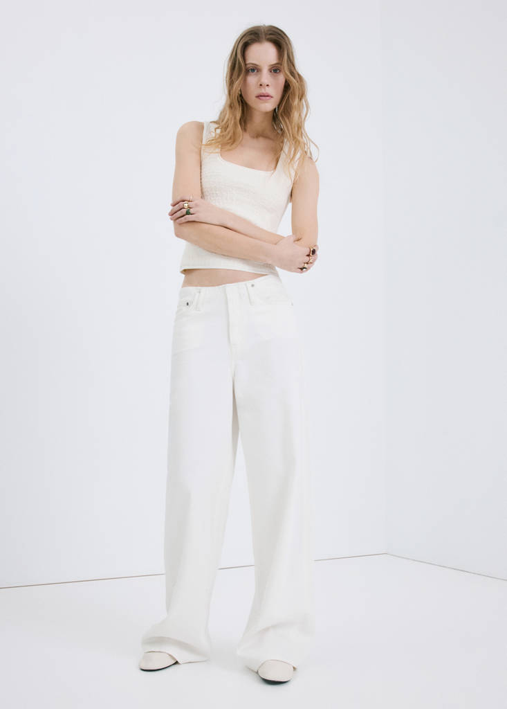 Textured knit top — Ecru