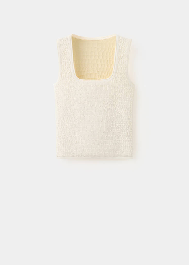 Textured knit top — Ecru