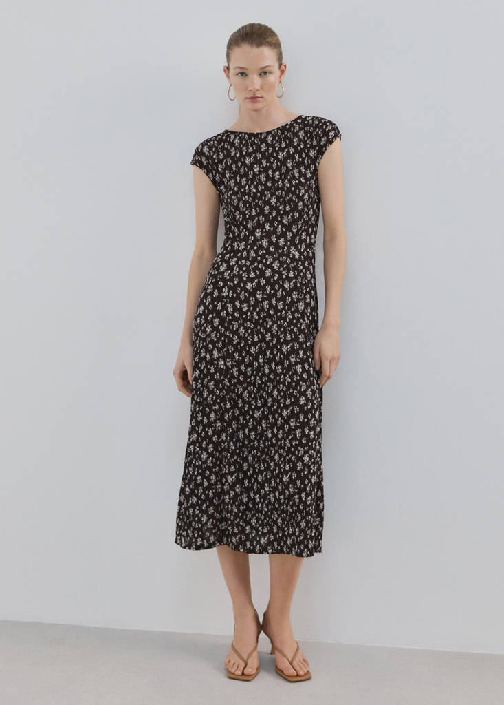 Floral-print midi-dress — Brown
