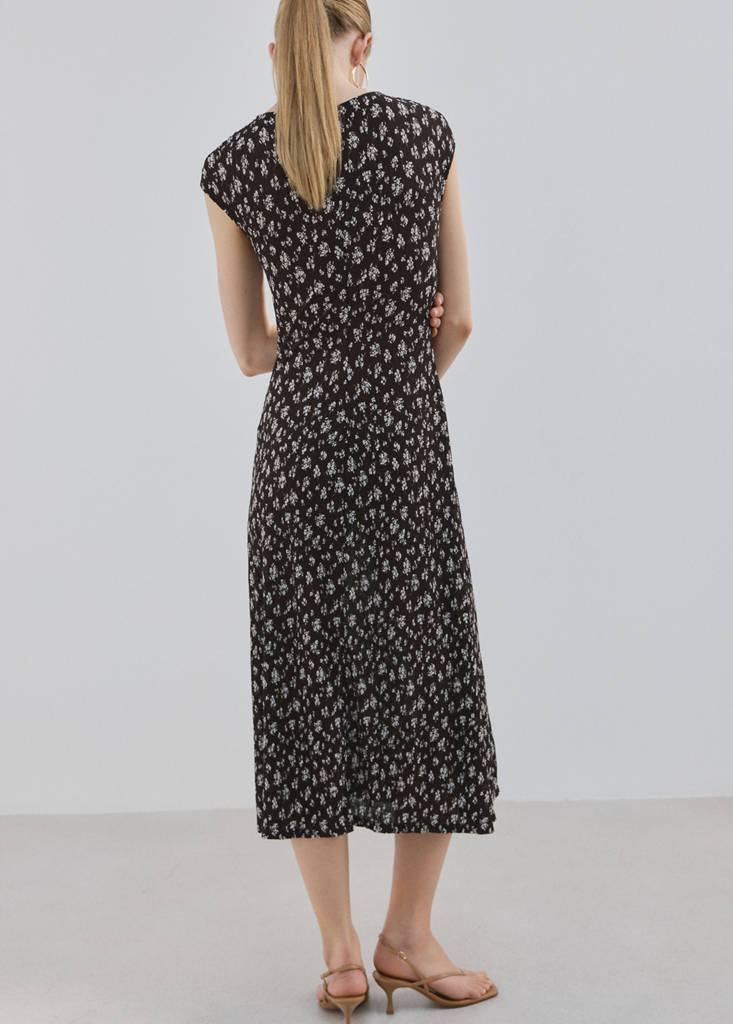 Floral-print midi-dress — Brown