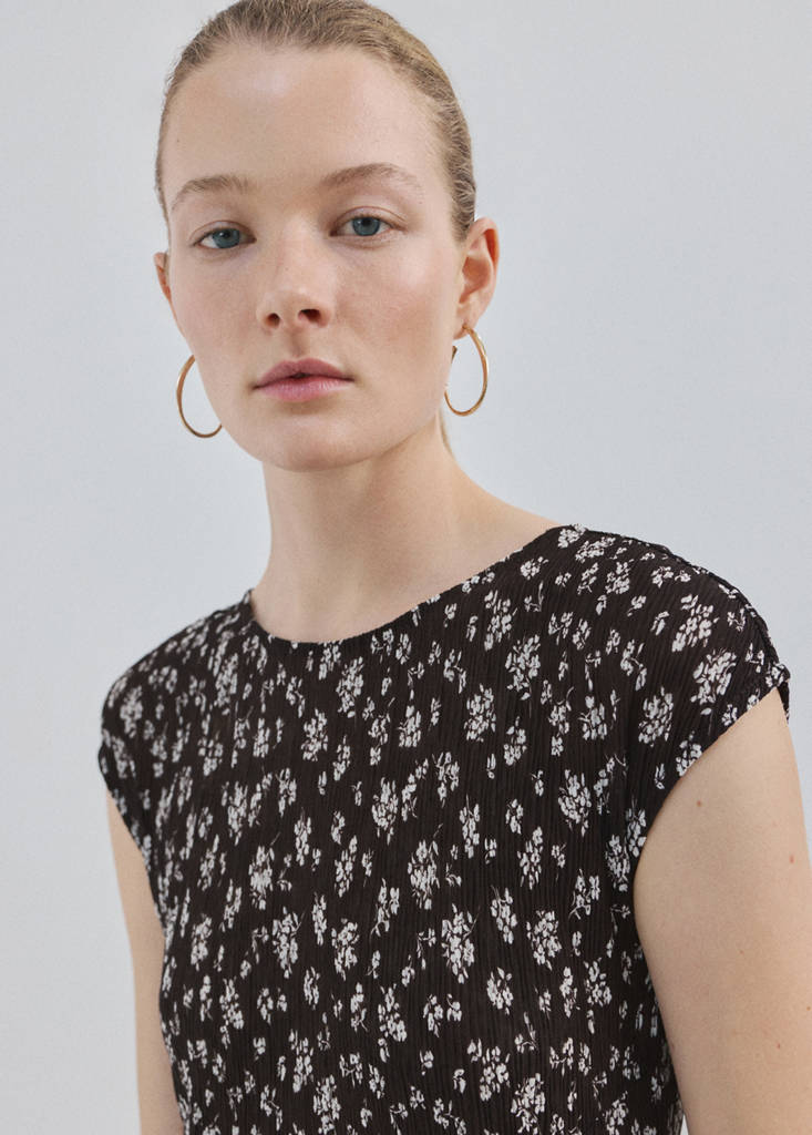 Floral-print midi-dress — Brown