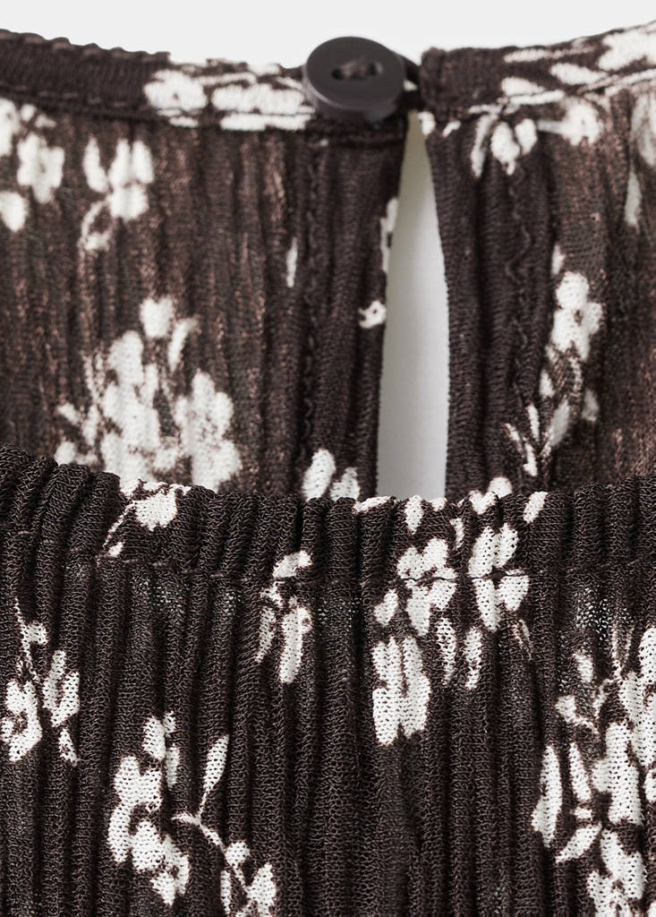 Floral-print midi-dress — Brown